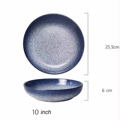 Japanese Deep Round Ceramic Dish Plate, Restaurant Home Salad Dish Plate, Kitchen Creative Cutlery Soup Plate