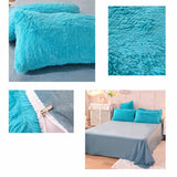 Solid Color Poly Mink Flannel Puffy Duvet Cover Bedding Set