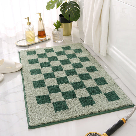 Feblilac Blue and White Checkerboard Ultra Soft Bathroom Rug, Multiple Sized Bathroom Rug, Simple Soft Plush Water-Absorbent Mat, Machine Washable, Anti Slip Toilet Mat, Black and White Thick Bathroom Carpet, Art Bathroom Mats, Best Bath Rugs