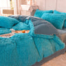 Solid Color Poly Mink Flannel Puffy Duvet Cover Bedding Set