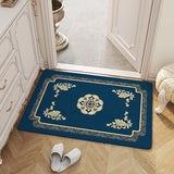 Feblilac Chinese Style Blue Auspicious Pattern Polyester Door Mat
