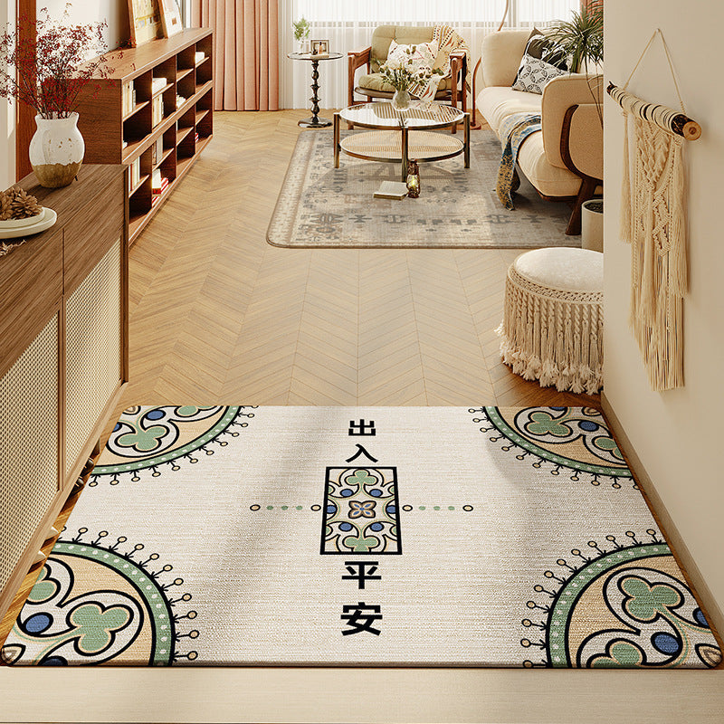 Feblilac Classic Safety Green Geometric Flower Polyester Door Mat