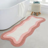 Pink Gradient Bath Mats, Rug for Bathroom, Cute Non-Slip Irregular Shape Carpet for Shower Room