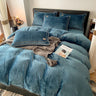 Poly Solid Milk Cashmere Flannel Duvet Cover Bedding Set