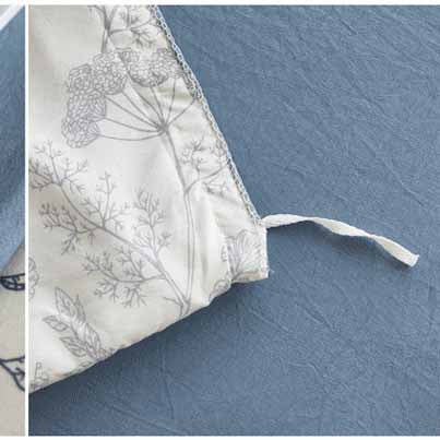 Autumn/Winter Blue leaves Floral Class A Washable Double Yarn Cotton/Linen Duvet Cover Four-Piece Bedding Set