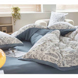 Autumn/Winter Blue leaves Floral Class A Washable Double Yarn Cotton/Linen Duvet Cover Four-Piece Bedding Set