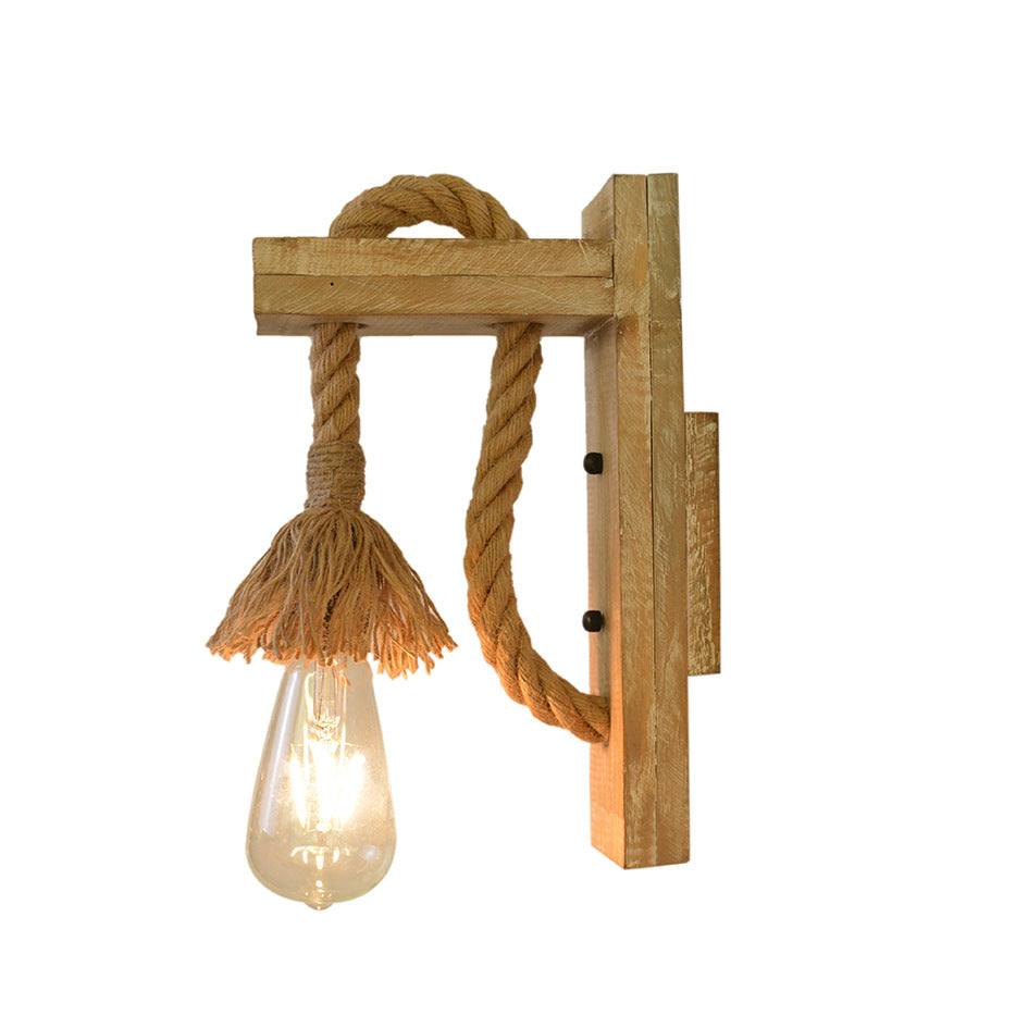 American Countryside Wooden Retro Wall Lamp