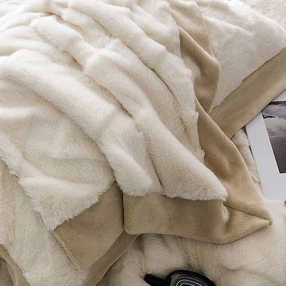 Poly Rabbit Wool Milk Cashmere Flannel Duvet Cover Bedding Set