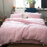 Poly Blue/Purple/Pink Milk Berber Fleece Duvet Cover Bedding Set