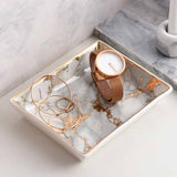 Nordic Style Marbling Rectangle Overglaze Color Ceramic Tray 5"x4" and 8"x5", Service Plate, Jewelry Tray, Decoration Tray