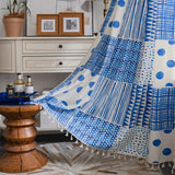 Blue White Patchwork Light Filtering Curtain