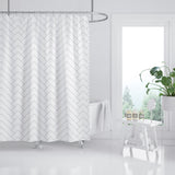 Black White Wave Line Shower Curtain