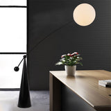 Bubbly Standing Lamp Nordic Style Clear Glass 1-Light Black Reading Floor Lighting with Fishing Rope Design