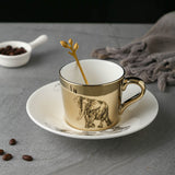 Reflection Ceramic Coffee Cup, European Electroplated Mirror Coffee Cup and Saucer Set