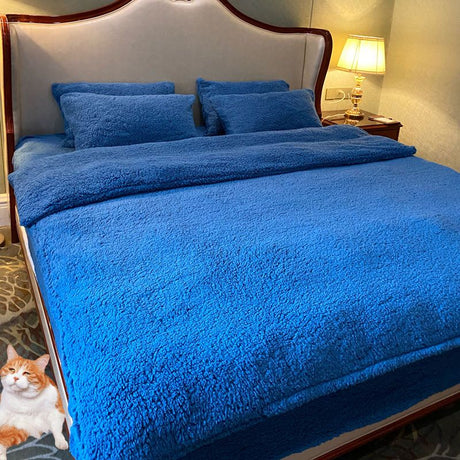 Poly Blue/Purple/Pink Milk Berber Fleece Duvet Cover Bedding Set