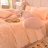 Solid Color Poly Mink Flannel Puffy Duvet Cover Bedding Set