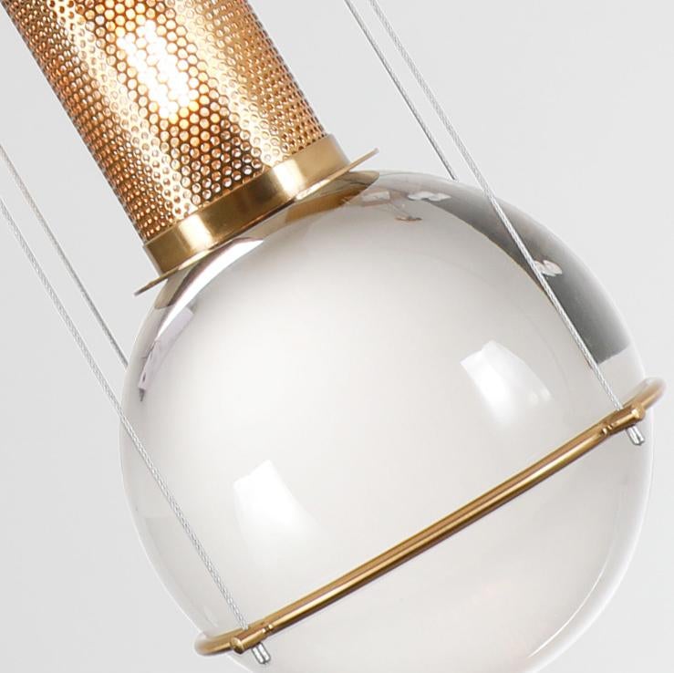 Opal round glass sphere midcentury pendant Light