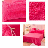 Solid Color Poly Mink Flannel Puffy Duvet Cover Bedding Set