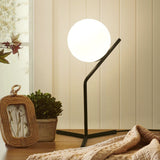 White Glass Globe Shade Study Lamp Modernism 1 Light Bedroom Desk Lighting