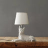 Dog Study Room Table Light with Fabric Shade Resin Single Bulb Modern Table Lamp in White
