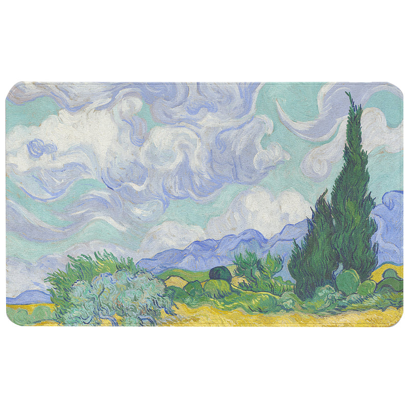 Wheatfield with Cypresses by Van Gogh Bath Mat