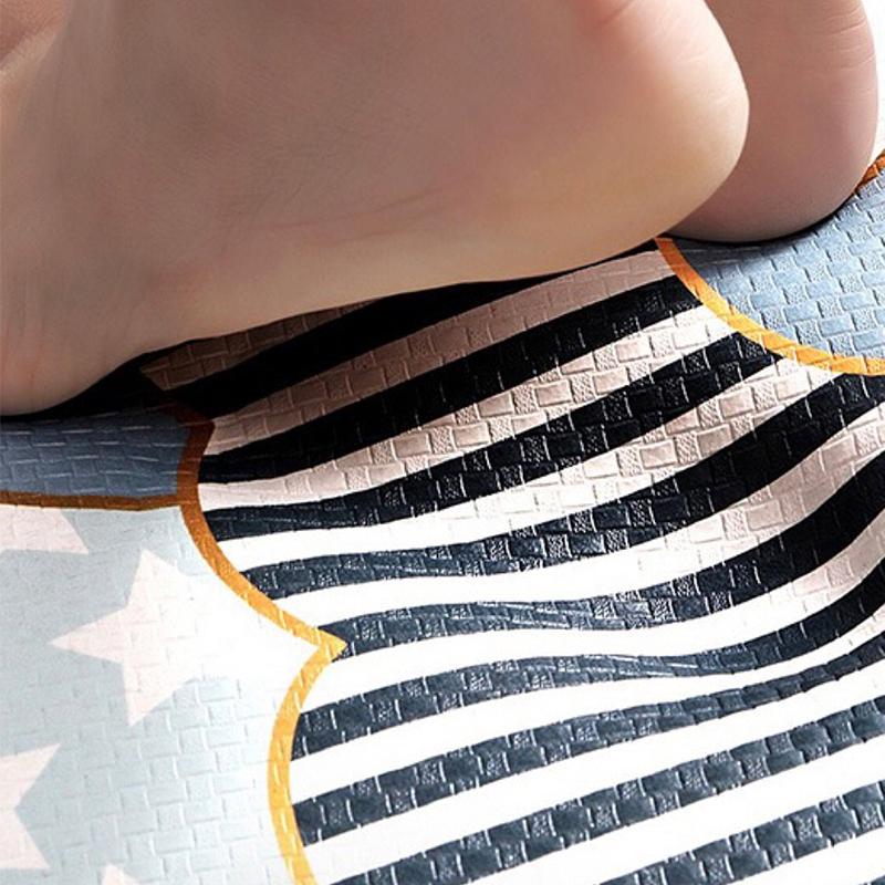 Feblilac Grey and Brown Stripe Happy Day PVC Leather Kitchen Mat