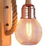 Antique Wooden Retro Wall Lamp with Mesh Shade