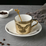 Reflection Ceramic Coffee Cup, European Electroplated Mirror Coffee Cup and Saucer Set