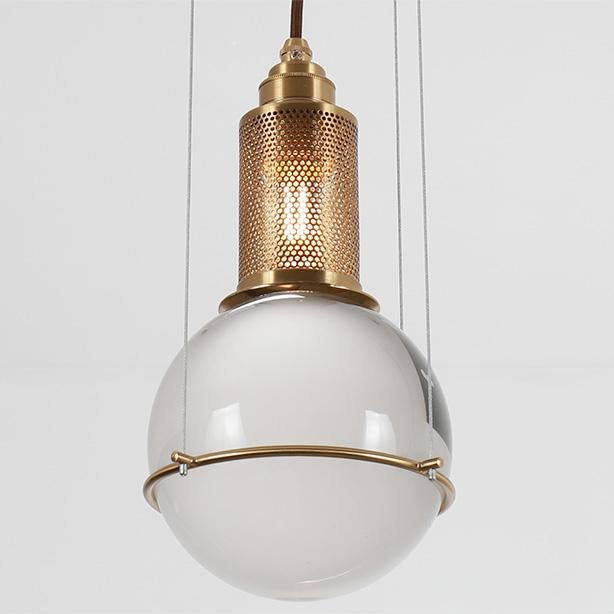 Opal round glass sphere midcentury pendant Light