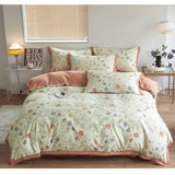 Autumn/Winter Cream Pink Flowers bedding set Class A Washable Double Yarn Cotton/Linen Duvet Cover Four-Piece bedding Set