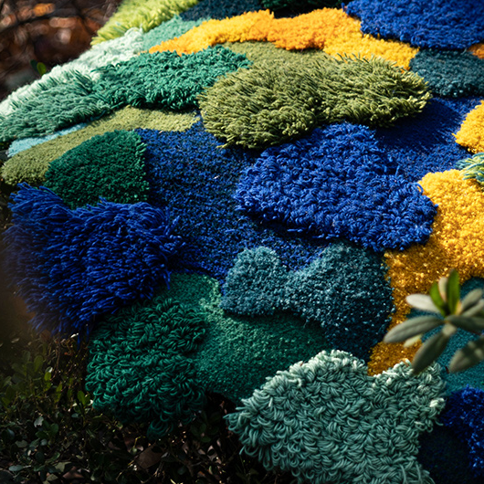 Feblilac 3D Blue-Green-Yellow Moss Wool Area Rug,  Multiple Sized Floral  Bedroom Mat, Plants Tufted Area Carpet/Tundra/Forest/Moss Rug/Art/Kids Play Rugs Carpet/Nursery/Bedside/Wool Rugs/Meadows Rug/Customized Rugs/Comfy Rugs, Hot Bedroom Mat