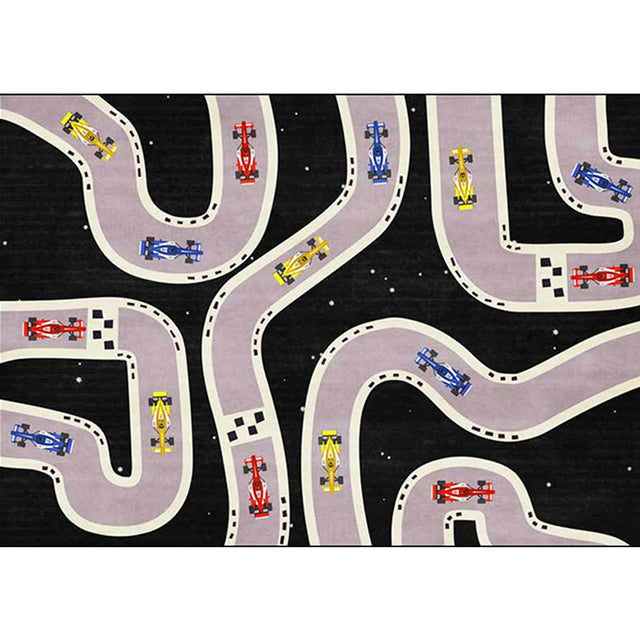 Kids Bedroom Rug in Black Cars & Roads Print Rug Polyester Non-Slip Backing Washable Area Rug - Clearhalo - 'Area Rug' - 'Rug' - 1608888