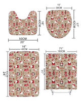 4pc Christmas Print Bath Rug And Shower Curtain