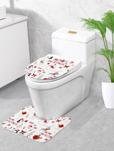 4pc Christmas Print Bath Rug And  Shower Curtain