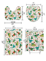 4pc Christmas Dinosaur Pattern Bath Rug And Shower Curtain