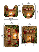 4pc Christmas Stove Print Bath Rug And Shower Curtain