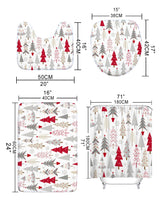 4pc Christmas Tree Print Bath Rug And Shower Curtain