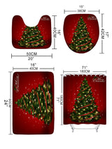 4pc Christmas Tree Pattern Shower Curtain And Bath Rug