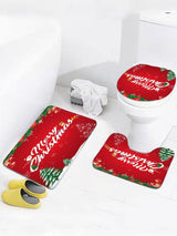 4pc Christmas Tree & Letter Graphic Bath Rug And Shower Curtain