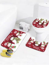 4pc Christmas Snowman Print Bath Rug Set