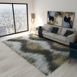 Modern Living Room Rug in Brown and Purple Abstract Stripe Print Rug Polyester Pet Friendly Area Rug - Yellow - Clearhalo - 'Area Rug' - 'Modern' - 'Rugs' - Rug' - 1693416