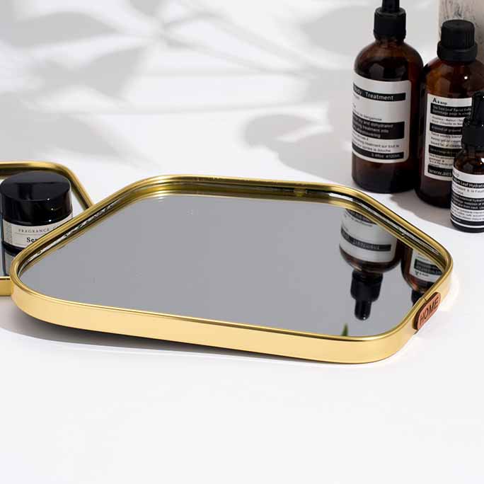 Nordic Style Golden Mirror Trilateral Circle Pentagonal Circle Tray, Aromatherapy Tray, Jewelry Tray, Decoration Tray