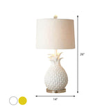 Resin Pineapple Night Lighting Cartoon 1 Bulb White/Yellow Table Lamp with Drum Fabric Shade