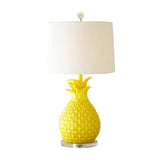 Resin Pineapple Night Lighting Cartoon 1 Bulb White/Yellow Table Lamp with Drum Fabric Shade