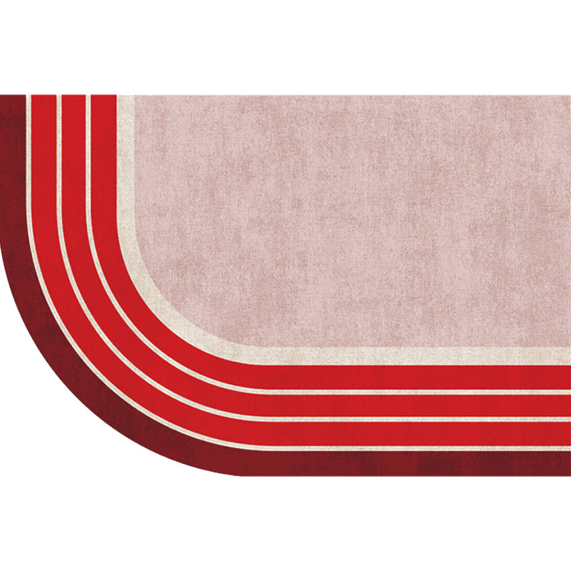 Red Irregular Bedroom Rug Novelty Color Block Stripe Pattern Area Rug Polyester Pet Friendly Carpet Clearhalo 'Area Rug' 'Rug' 1715521
