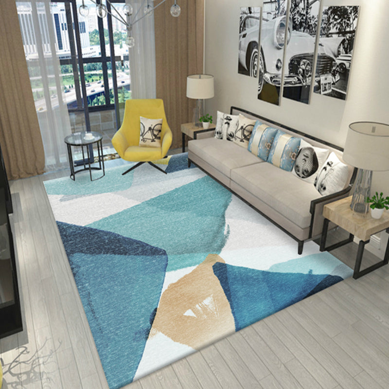Colorblock Geometric Living Room Rug Polyester Novelty Abstract Rug Washable Pet Friendly Carpet Aqua Clearhalo 'Area Rug' 'Modern' 'Rugs' Rug' 1716443