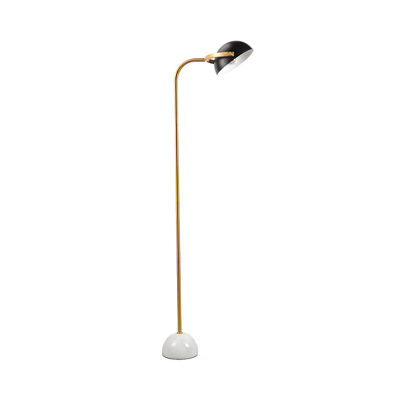 Brass Dome Floor Lamp Contemporary 1 Light Metallic Reading Floor Lighting with Adjustable Head