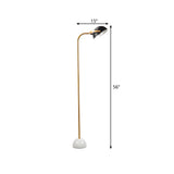 Brass Dome Floor Lamp Contemporary 1 Light Metallic Reading Floor Lighting with Adjustable Head