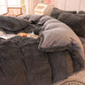 Solid Color Poly Mink Flannel Puffy Duvet Cover Bedding Set