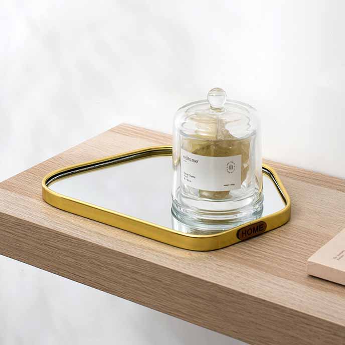 Nordic Style Golden Mirror Trilateral Circle Pentagonal Circle Tray, Aromatherapy Tray, Jewelry Tray, Decoration Tray